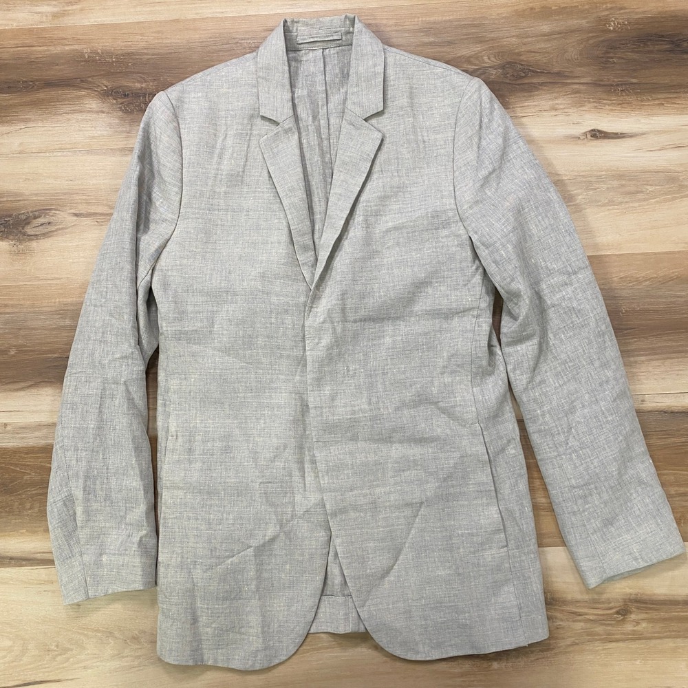 COS Blazer US Small 36 Eur 44 Linen Wool Two Button Minimalist Sport Coat Sage